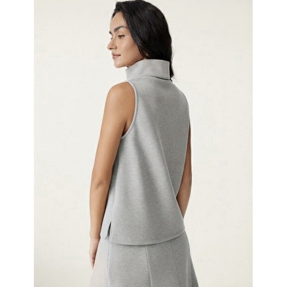 OGL FuzzLuxe  Split Hem Top Turtle Neck New Size Large Heather Grey - Picture 5 of 5